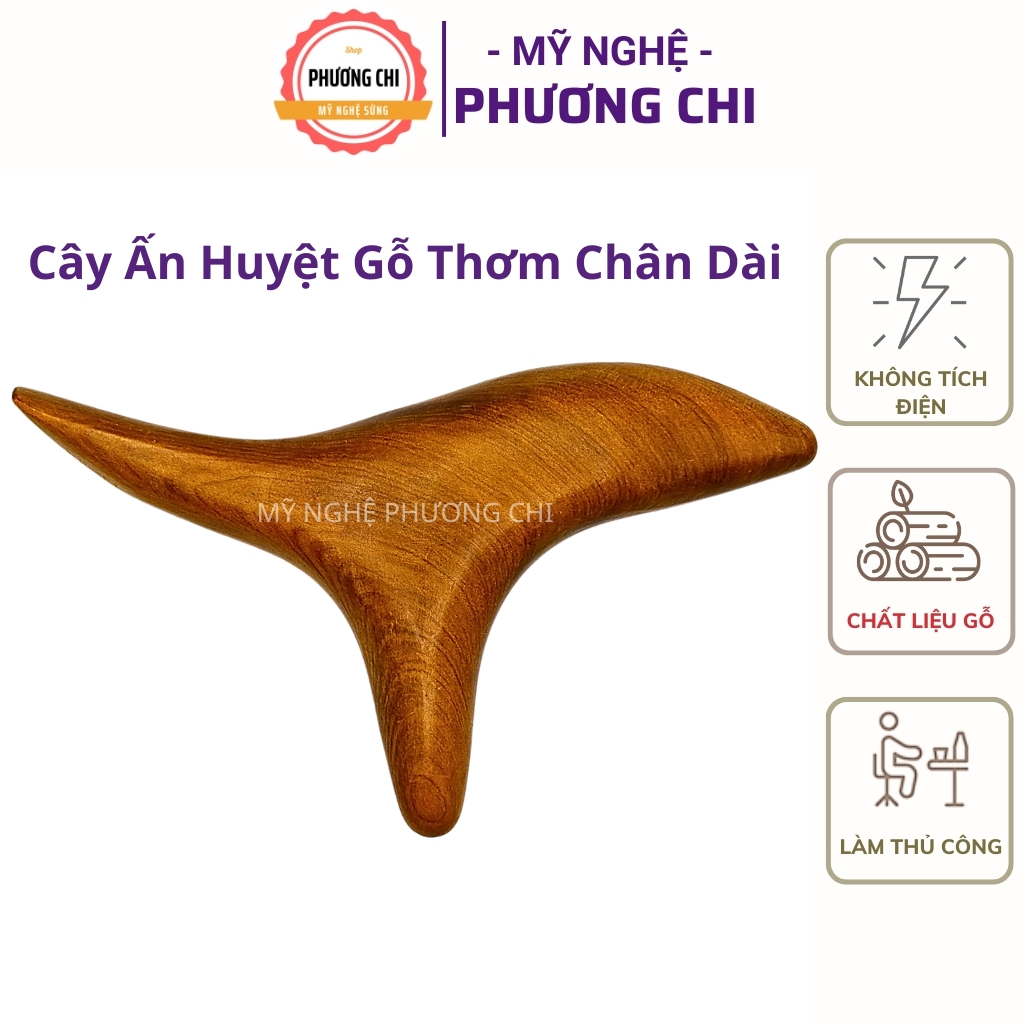 Cây bấm huyệt, cạo gió bằng gỗ thơm chân dài, Cây ấn huyệt massage tam giác | Mỹ Nghệ Phương Chi