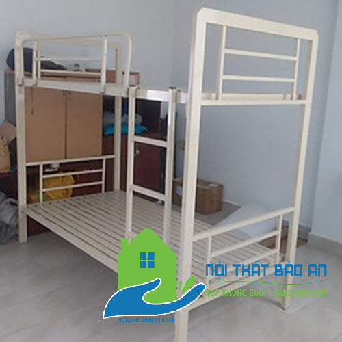 Giường sắt hộp 2 tầng Ngang : 1m2x1m2( Tầng Dưới – Tầng Trên) không rỉ sét
