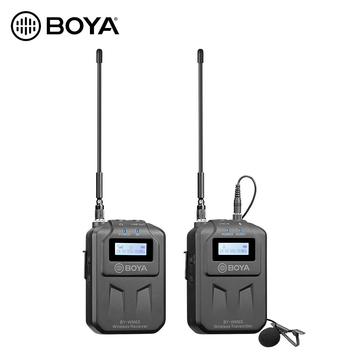 Micro cài áo không dây 48 kênh sóng uhf, phạm vi 70m, pin hoạt động 10 giờ, dùng cho điện thoại, máy ảnh | boya by-wm6s