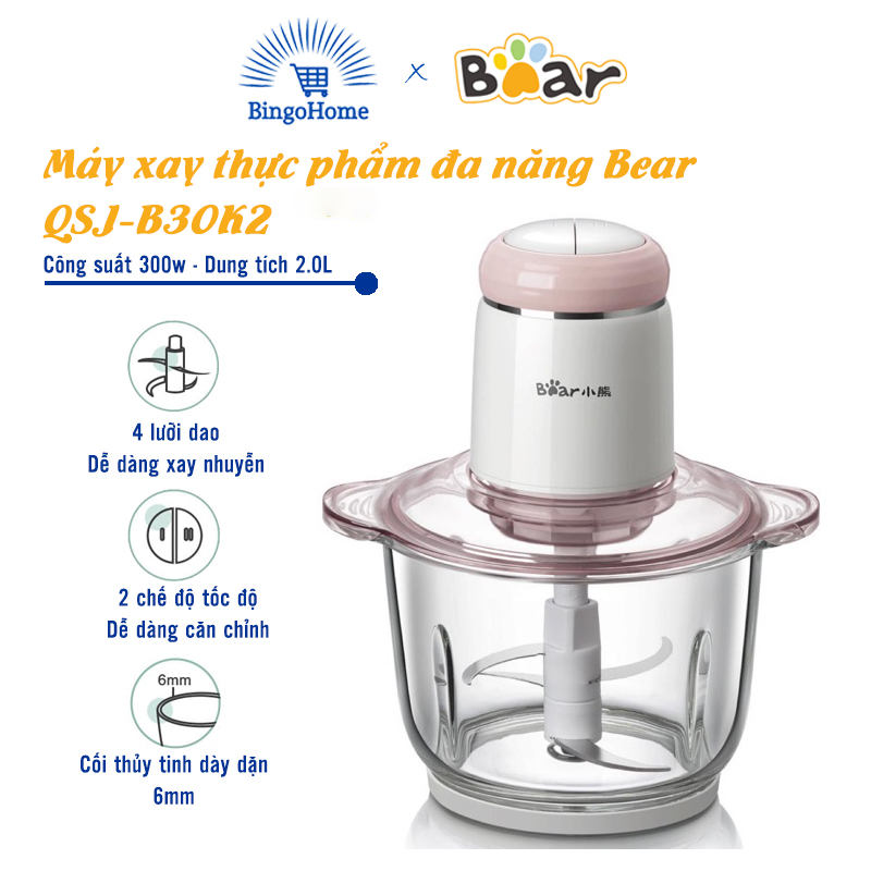 Máy xay thịt/xay thực phẩm đa năng cao cấp bear qsj-b03k2 - bh 1 năm - bingo home