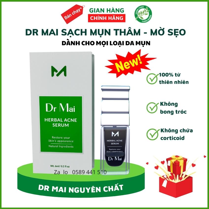 Serum Dr Mai mix saffron, sạch mụn thâm do mụn để lại dưỡng da trắng sáng mịn màng, giúp thu nhỏ lỗ chân lông, làm đều màu da. Thảo dược 100% từ thiên nhiên an toàn lành tính. Cam kết chính hãng Dr Mai