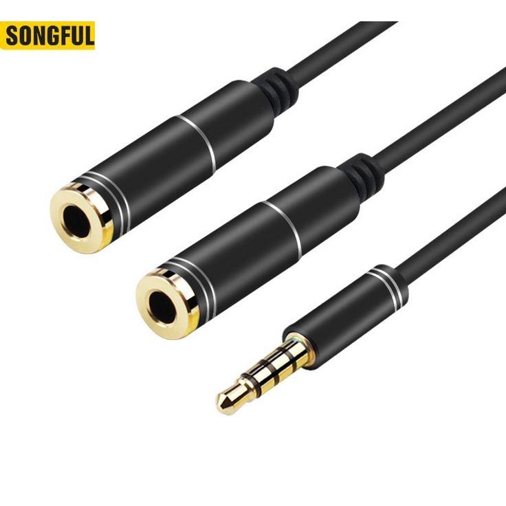 Dây chia từ 1 ra 2 tai nghe hoặc 2 loa SONGFUL mạ vàng cao cấp, Jack chia ra 2 tai nghe 4 khấc - Jack 2 (màu ngẫu nhiên)