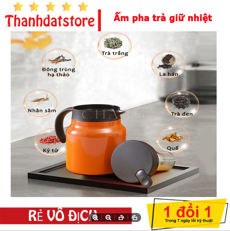 Ấm pha trà giữ nhiệt có lõi lọc trà, chất liệu inox 316 cao cấp dung tích 1000ml, ấm nước giữ nhiệt liên tục đến 12h