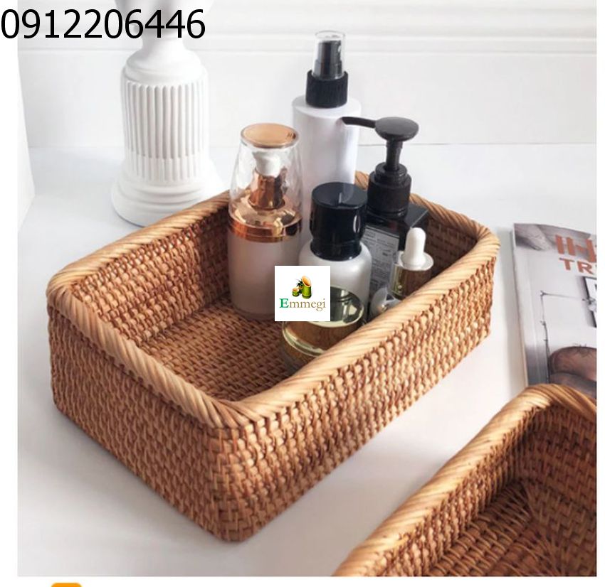 Giỏ mây tre đan, hộp chứa đồ bằng mây, trang trí nhà cửa, đựng kim chỉ, may vá, mỹ phẩm
