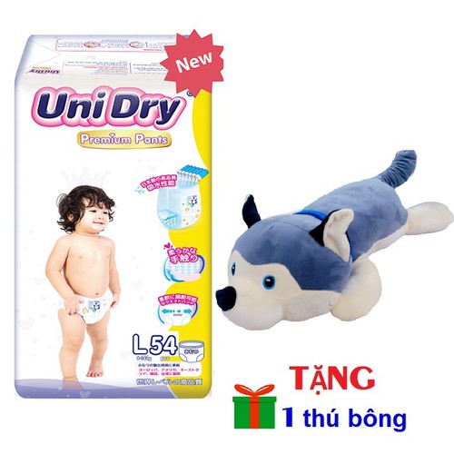 [Tặng 1 thú bông chó xám] Tã quần Unidry Premium size M60 - size L54 - size XL48