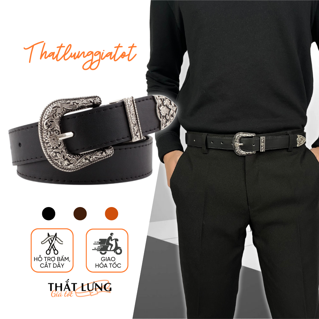 Thắt Lưng Thời Trang Hoa Văn Unisex Nam Nữ bản 2.8cm(Hỗ trợ cắt bấm lỗ dây nịt) TL025 - Thắt Lưng Giá Tốt