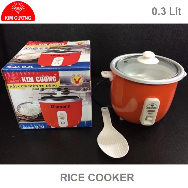 Nồi cơm điện Kim Cương 0.3 lít nắp kính rời