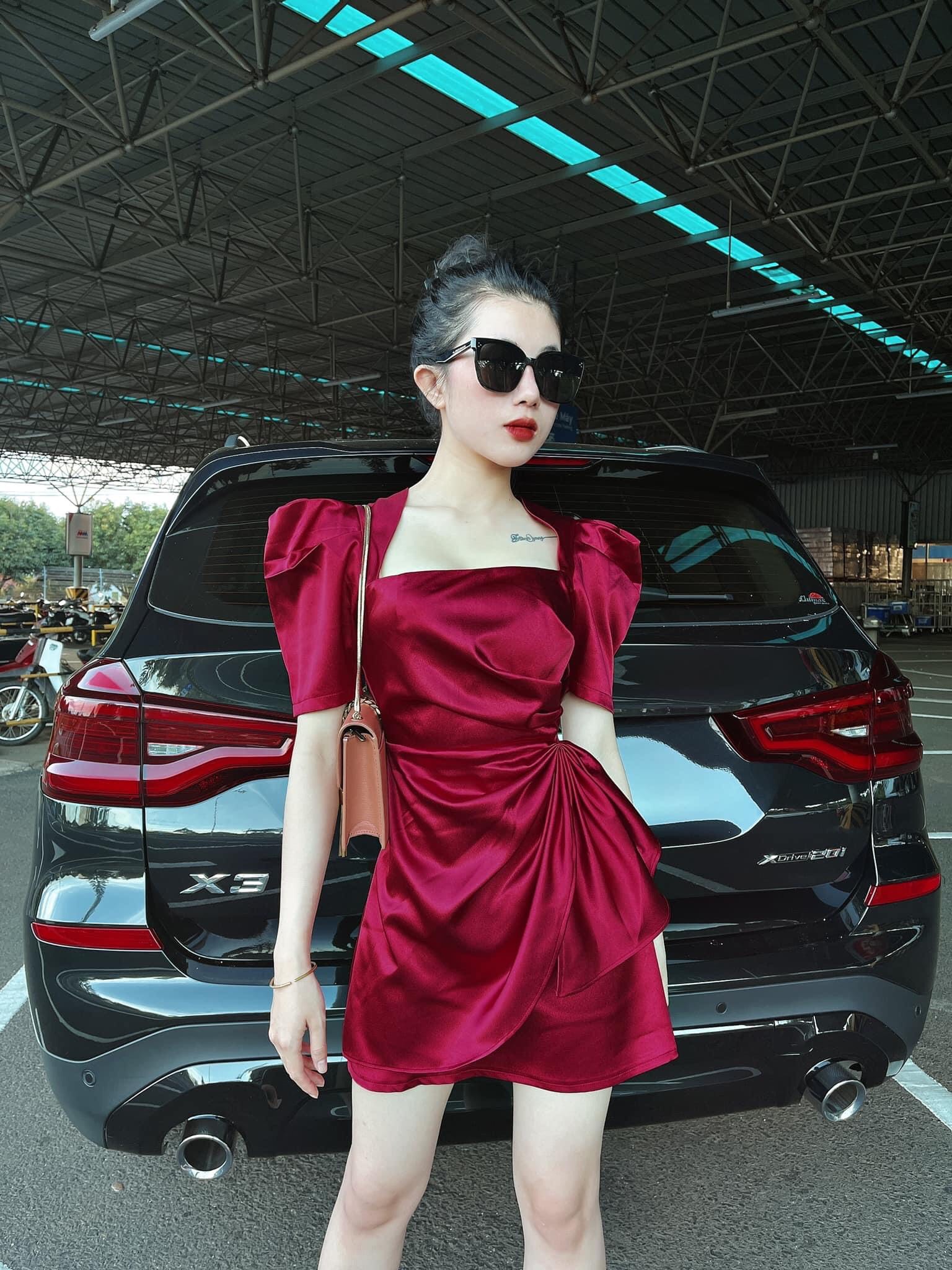 [HCM]Đầm dạo phố dự tiệc cổ vuông tay bồng xếp ly nơ eo siêu sang chãnh - Alice Dress