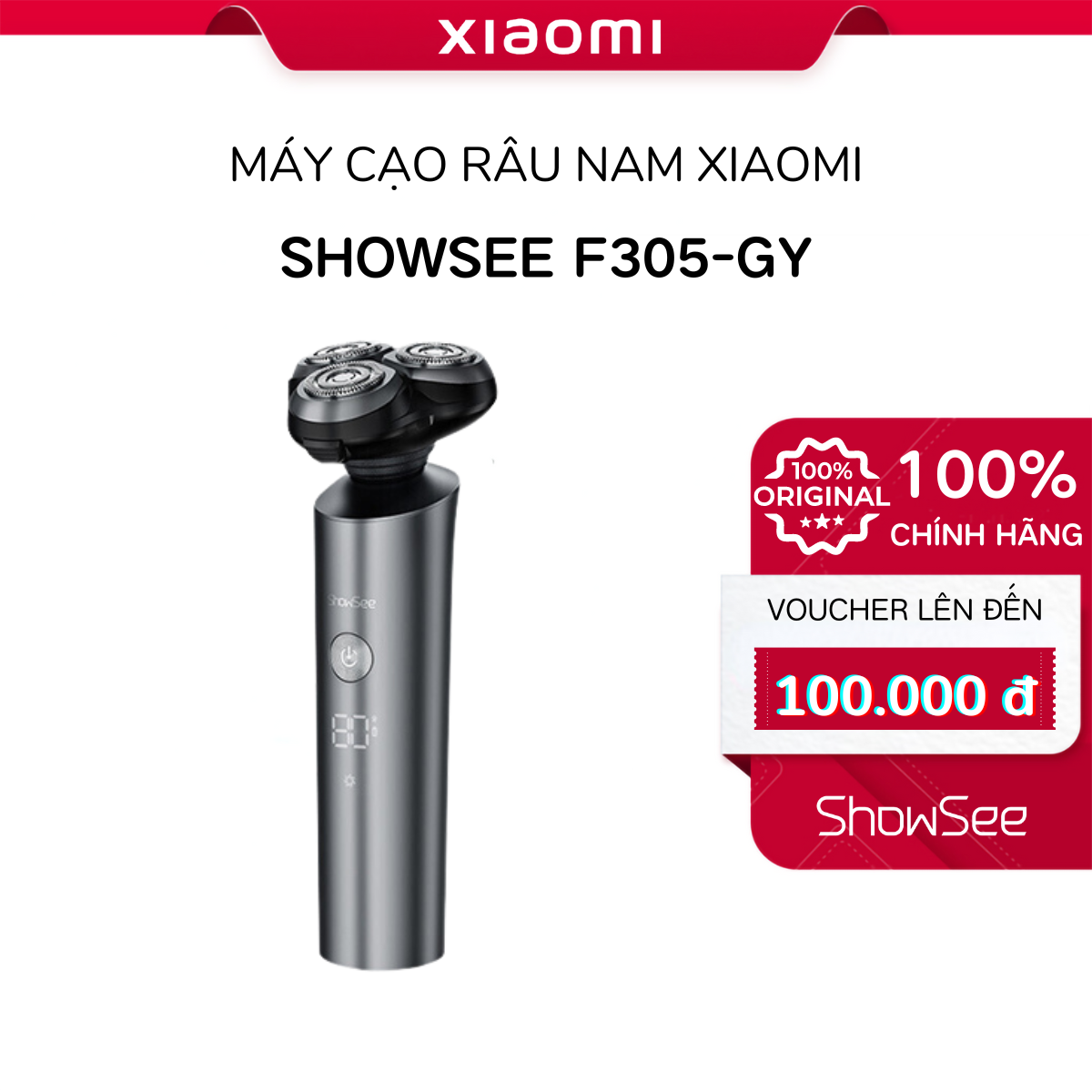 Máy cạo râu Xiaomi Showsee F305-GY - thiết kế lưỡi cạo 360° - Chống nước IPX7 - Xiaomi Smart Life