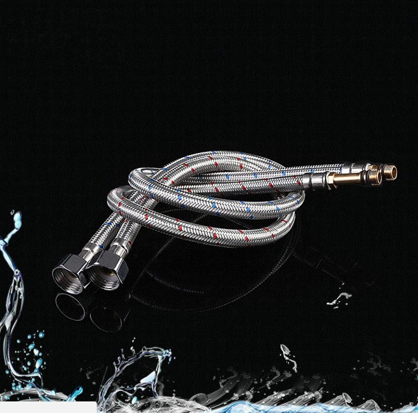 Dây cấp nước, ống dẫn nước inox nóng lạnh bồn rửa mặt, bồn rửa...（2 sợi）