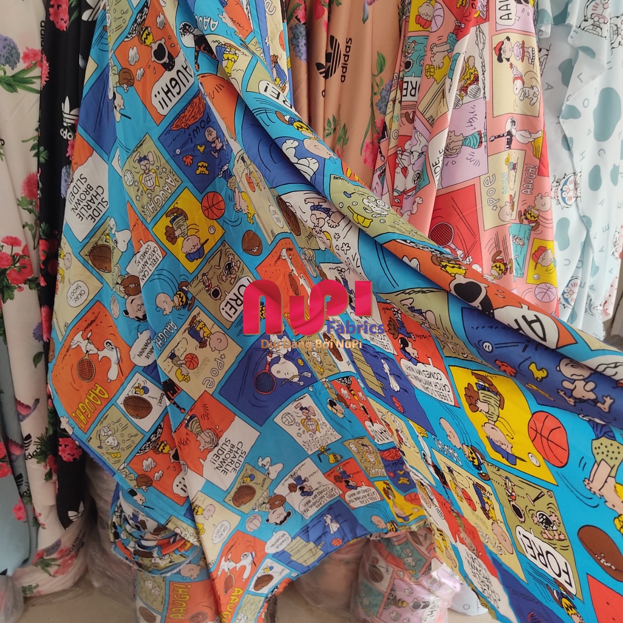 Vải latin, họa tiết hoạt hình dễ thương may đồ bọ cho bé