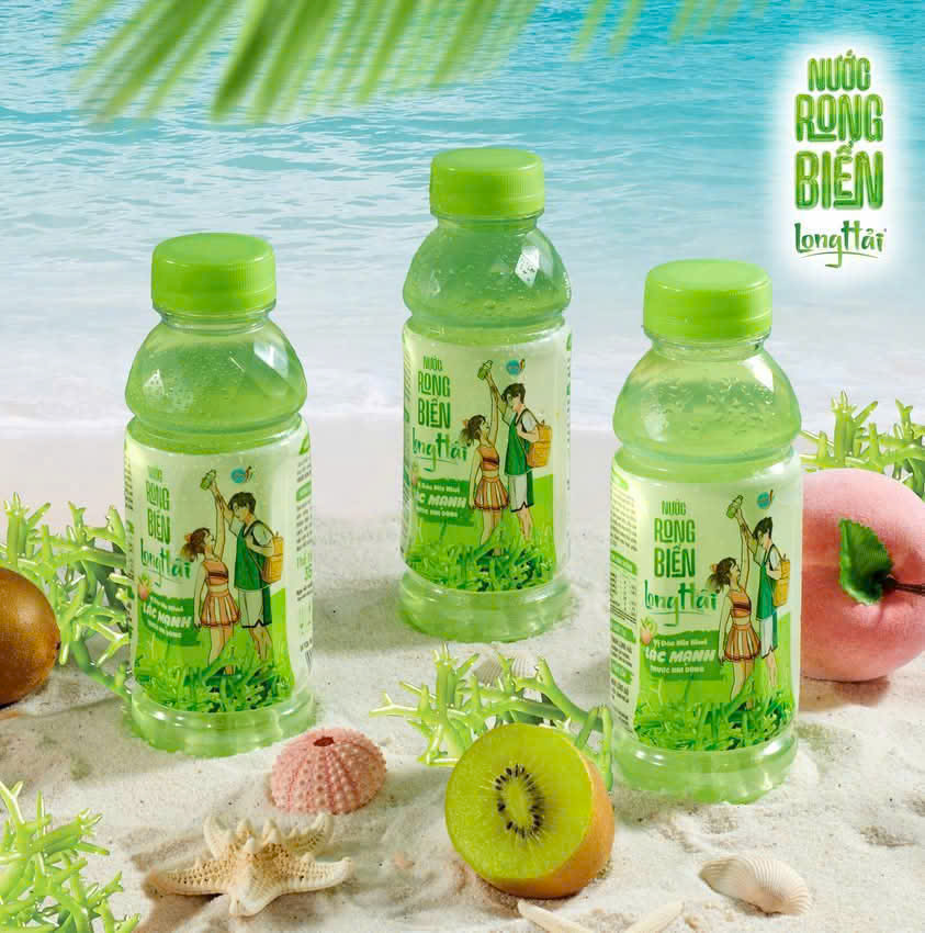 Nước Rong biển Cty Long Hải - Vị Đào Mix Kiwi Chai 350ml