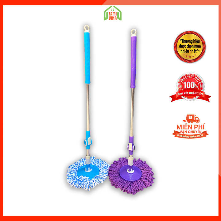 Cây Chổi lau nhà tự vắt thông minh 360 độ LOẠI TỐT chất lượng cây inox chắc chắn tiện lợi,Mâm Nhựa tròn kèm bông lau siêu thấm