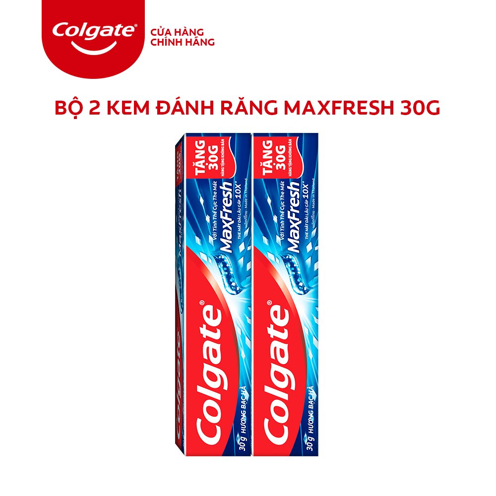 [HB Gift] Bộ 2 Kem đánh răng Colgate MaxFresh bạc hà the mát 30g /tuýp