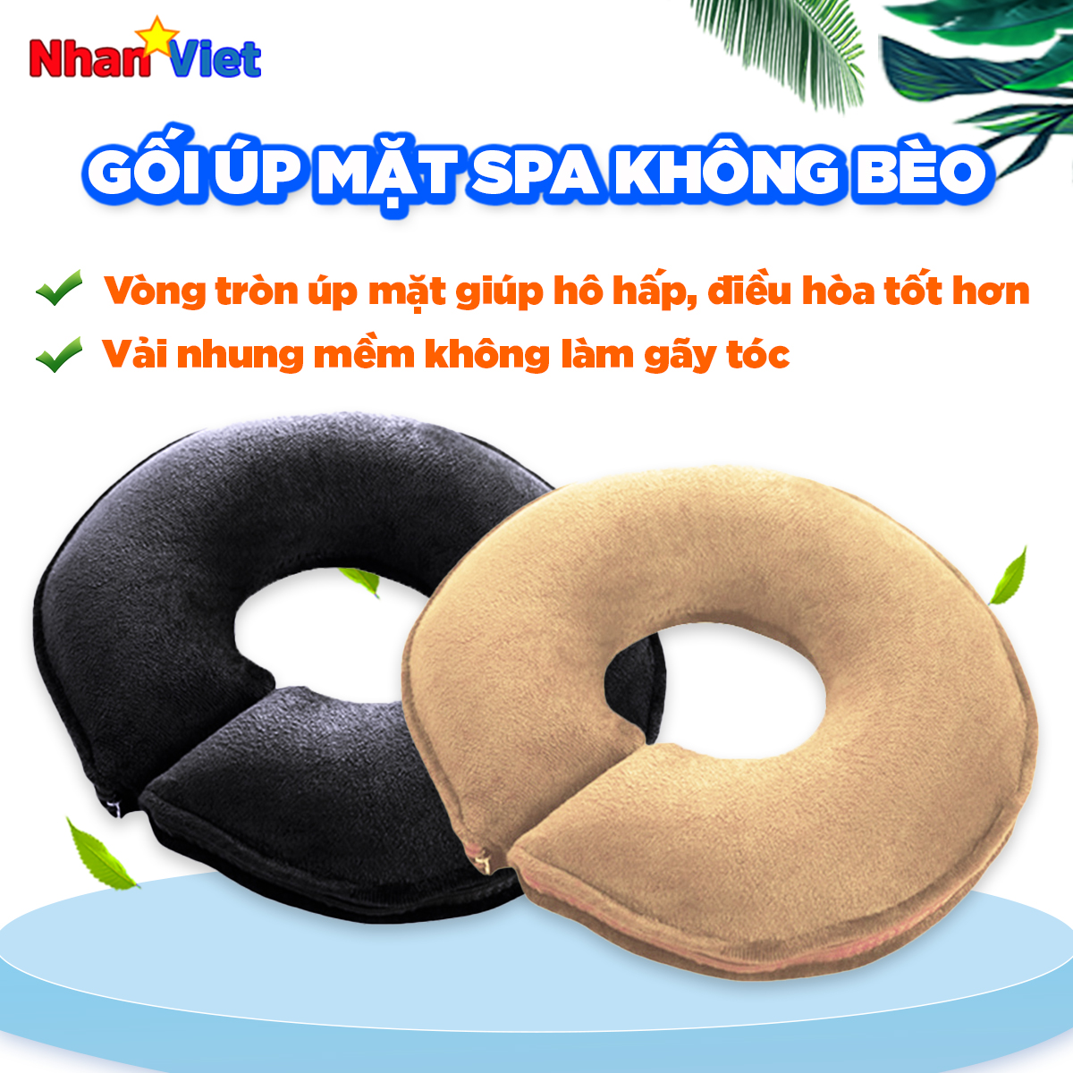 Gối úp mặt spa không bèo | Gối cong úp mặt massage body chất liệu nhung mềm mịn, êm ái, thư giãn