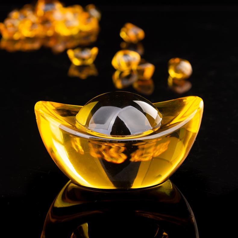 Thỏi Vàng Thần Tài Thủy Tinh Pha Lê nặng nguyên khối (đặc ruột)  ( kích thước 5.8CM ) đồ phong thủy mang lại may mắn chiêu tài nạp lộc giàu có ( 1 thỏi )
