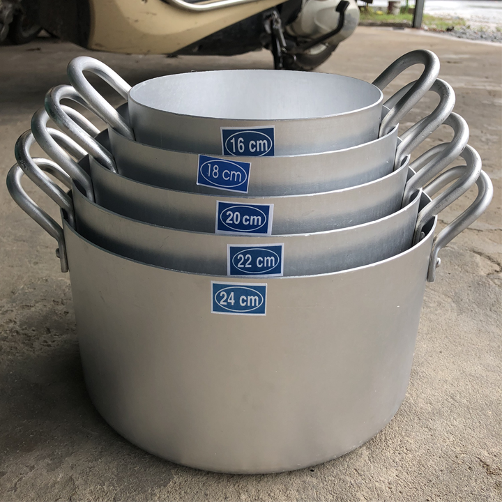 Bộ 5 Nồi Nhôm Cao Cấp Kích Thước 16cm 18cm 20cm 22cm 24cm - Bộ Nồi Nhôm Dày Chắc, Giữ Nhiệt Lâu MM2021