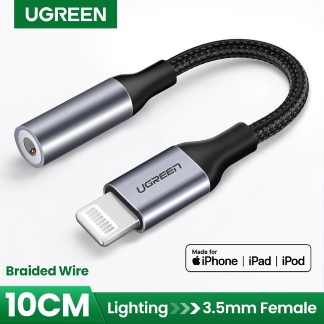 Cáp chuyển Lightning sang 3.5mm chuẩn MFI cao cấp Ugreen 30756 - hàng chính hãng