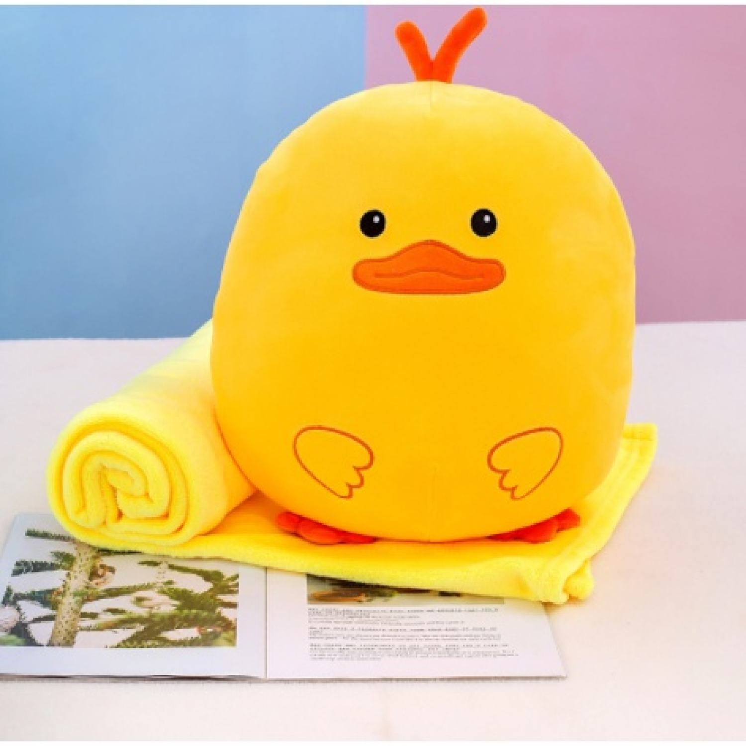 Bộ Chăn mền văn phòng 3 trong 1 Vịt siêu cute lông mịn Vàng
