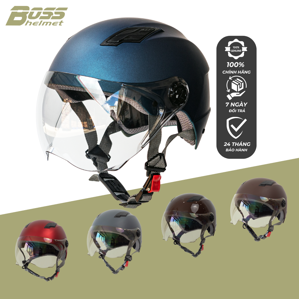  Nón Bảo Hiểm 1 2 Đầu Có Kính BOSS AT12  Đa dạng màu sắc  