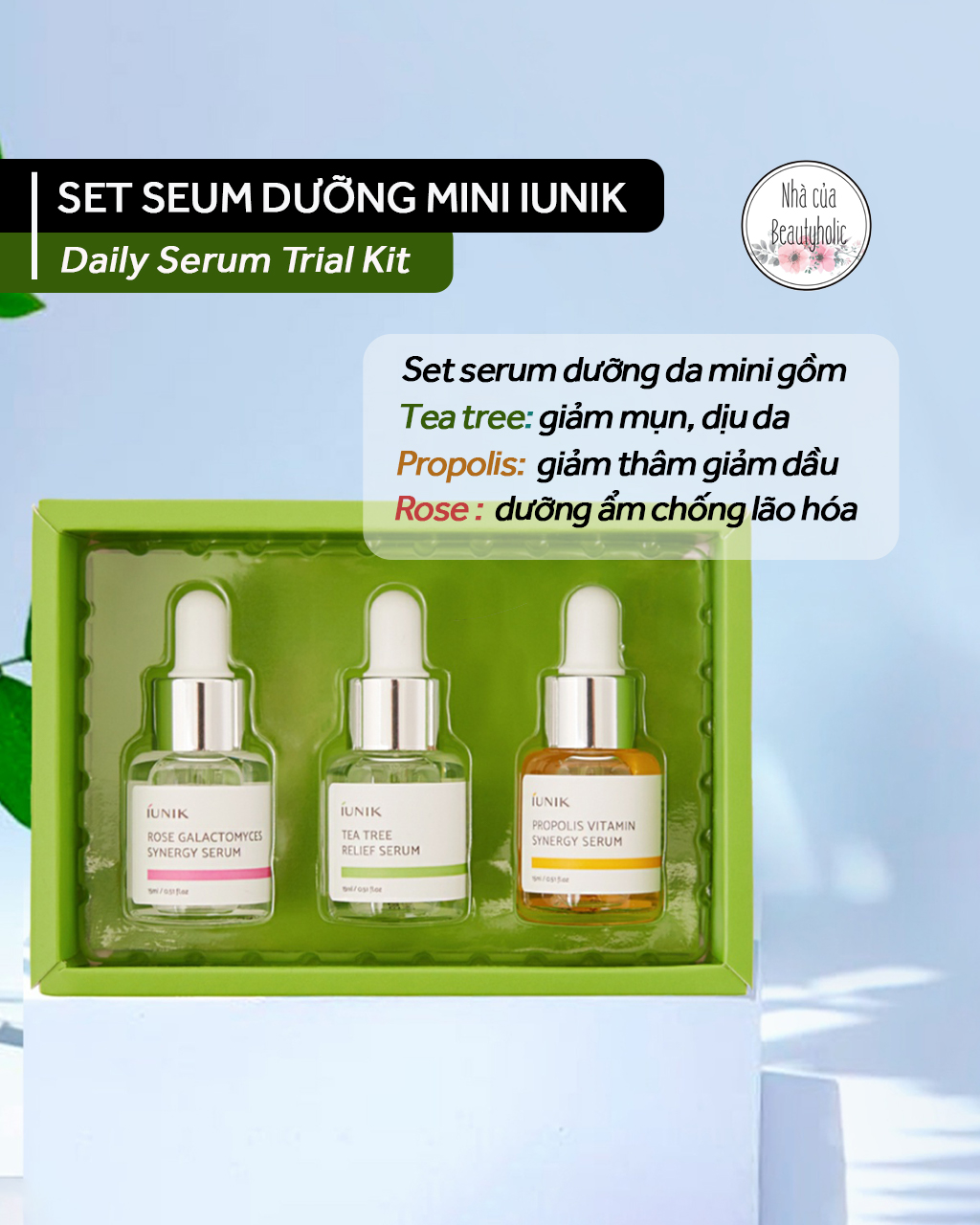 Set tinh chất mini IUNIK Daily Serum Trial Kit