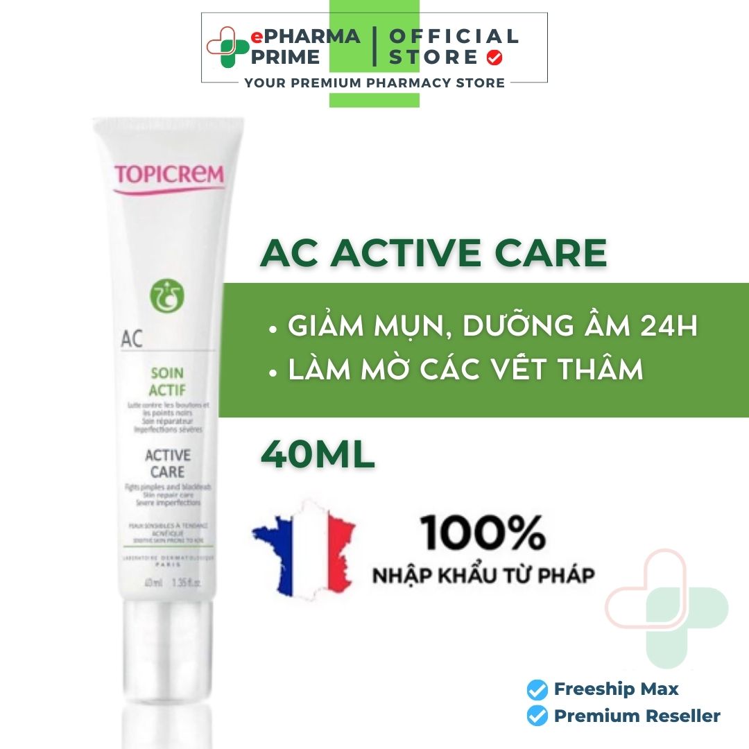 Kem dưỡng topicrem ac active care giảm mụn cho da dầu mụn 40ml