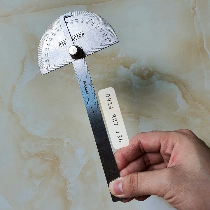 Thước đo góc hãng Asaki 180 độ bằng inox cao cáp, độ chính xác cao - Thước đo kỹ thuật