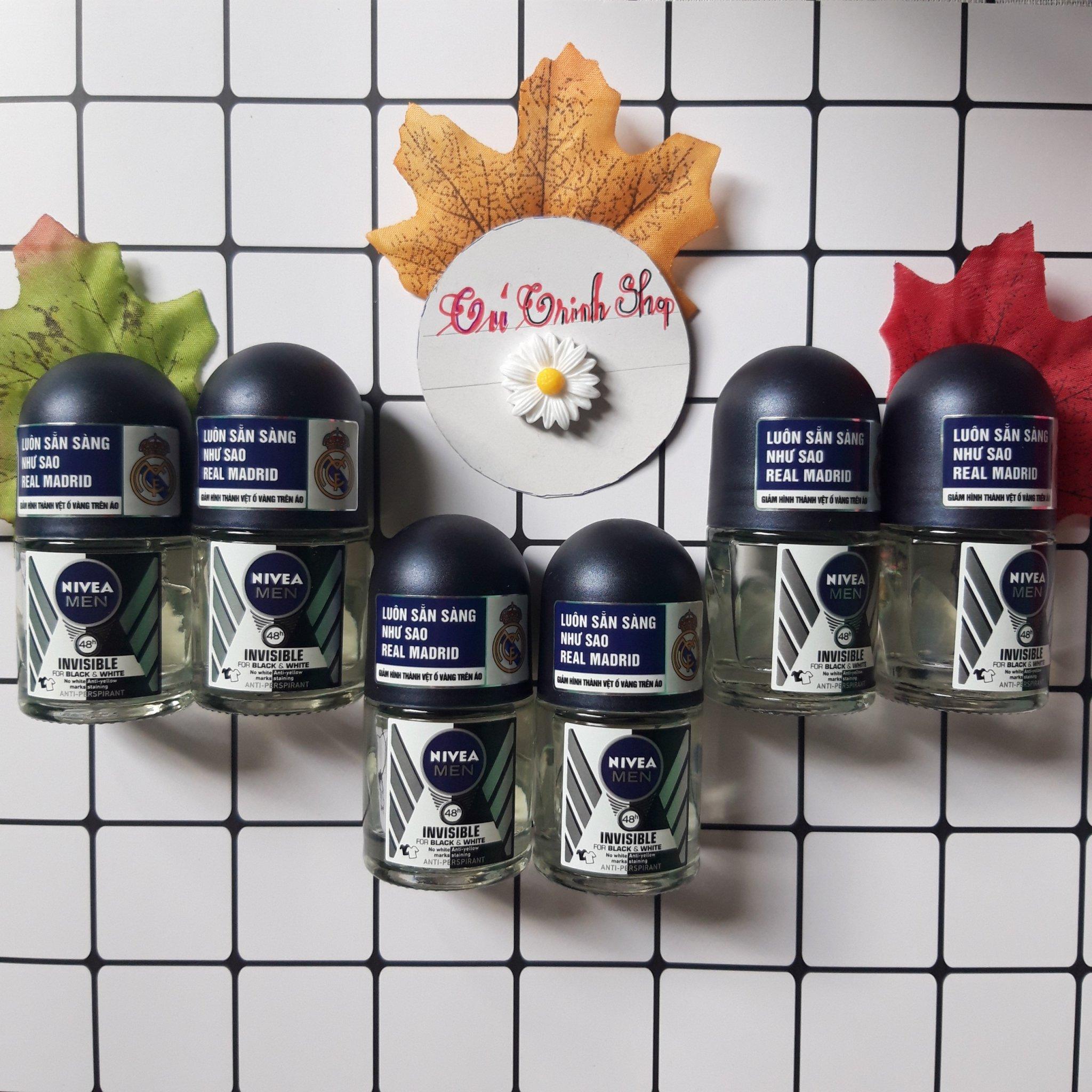 Combo 6 lăn khử mùi nivea men black & white 12ml/ chai