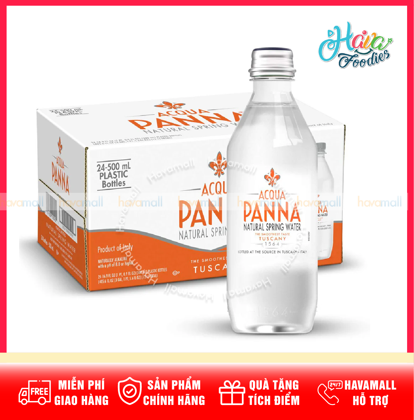 Nước khoáng tự nhiên 250ml (chai thủy tinh – không ga) – Acqua panna