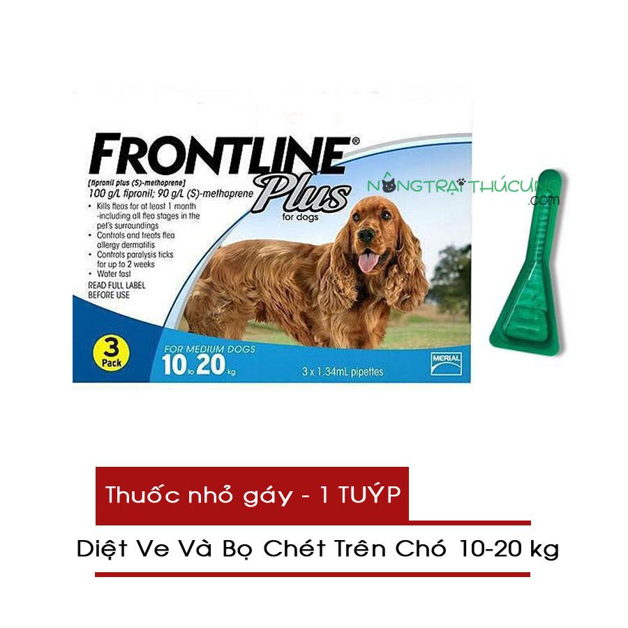 Thuốc nhỏ gáy trị ve và bọ chét trên chó 10-20kg - frontline plus dog - 1 tuýp - nông trại thú cưng