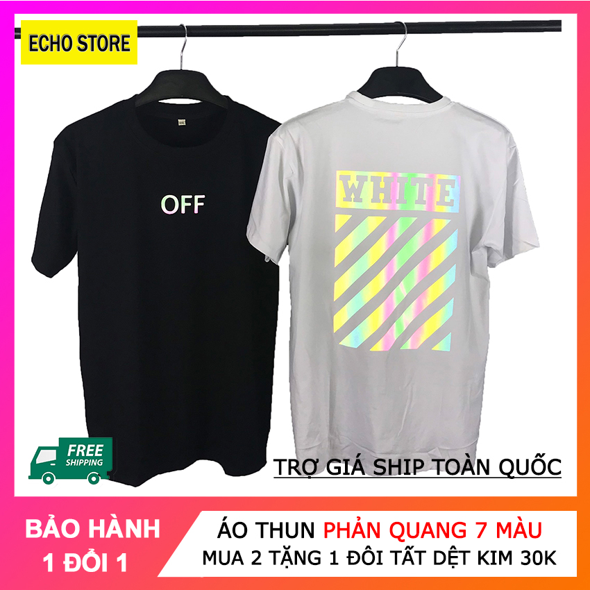 Áo thun phản quang 7 màu PQ7MOFFW005, áo phản quang 7 màu OFFW, áo thun unisex, áo thun nam đẹp, áo thun nữ đẹp, áo 100% cotton thoáng mát - Echo store