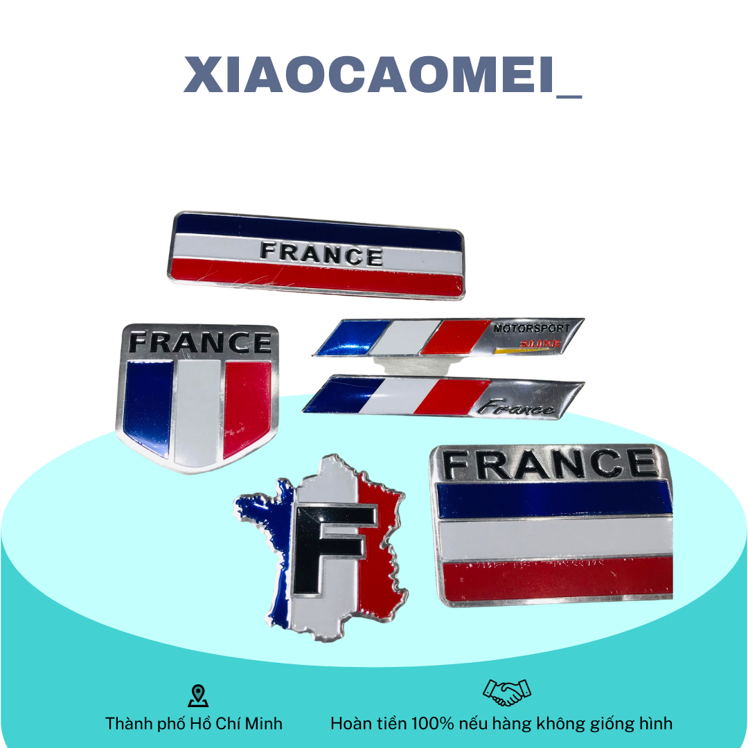 Tem nhôm dán keo 3M cờ Pháp giá rẻ, tem nhôm giá rẻ, tem nhôm dán xe