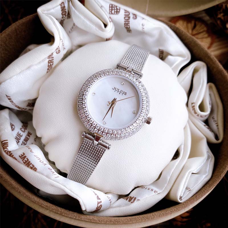 [HCM]Đồng hồ nữ Julius Star Hàn Quốc JS-041 mặt kính Sapphire chống trầy dây thép (chọn màu)