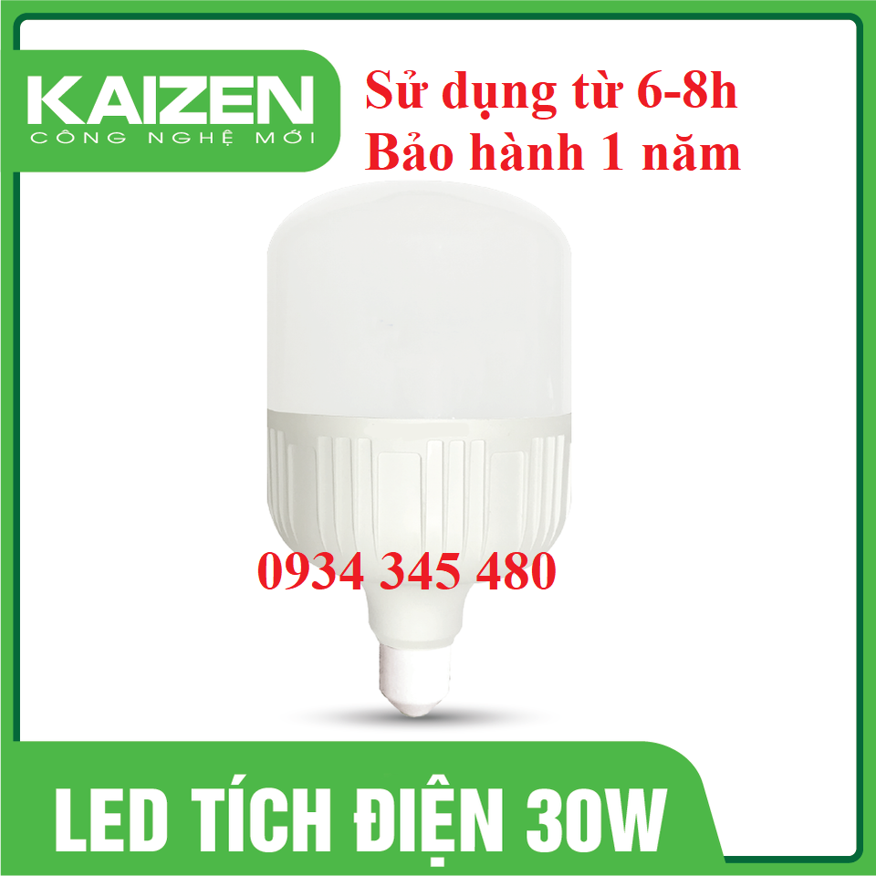 Combo 2 đèn tích điện 30W Kaizen sạc trong dùng 6-8 giờ đui xoáy E27