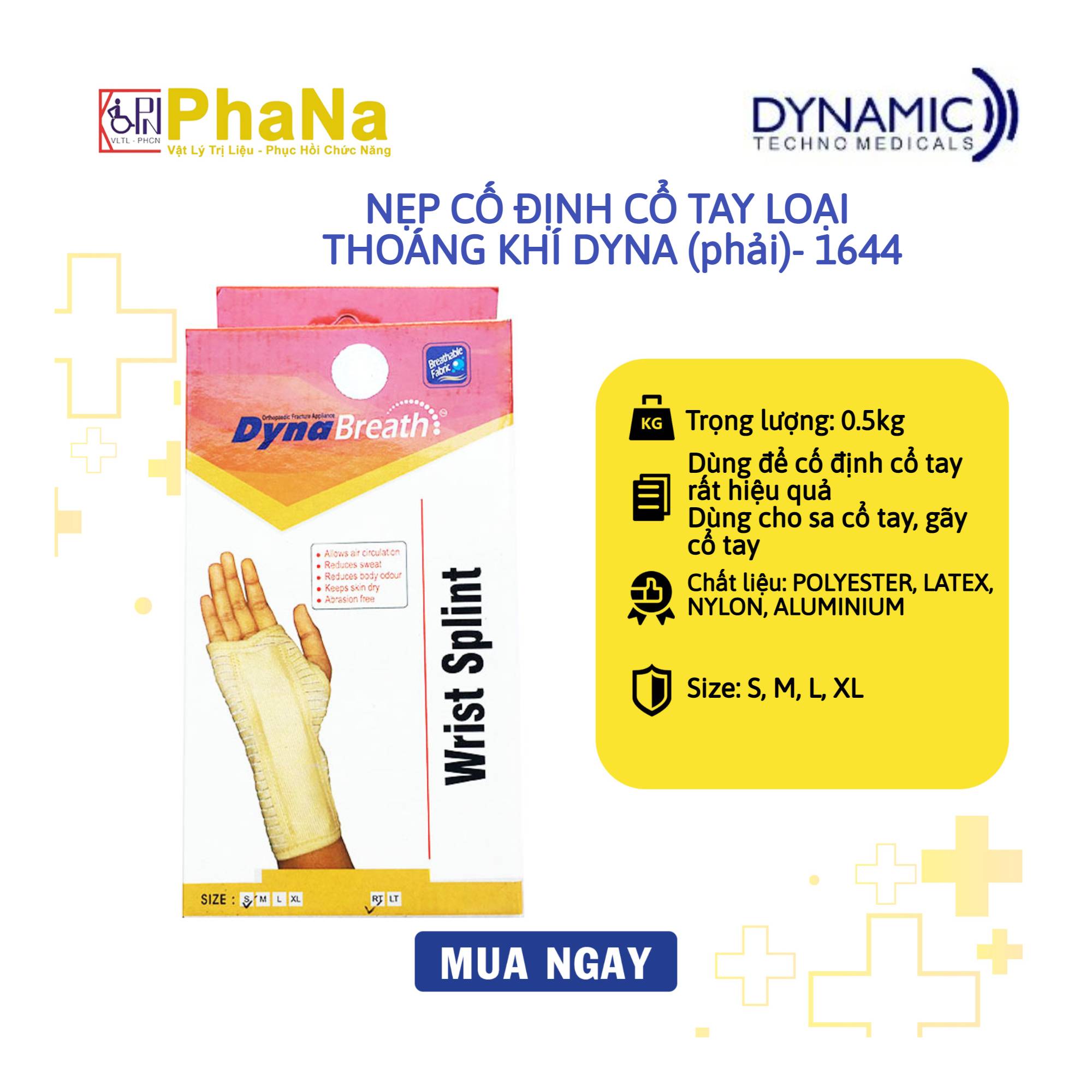 [HCM]Nẹp Cố Định Cổ Tay Loại Thoáng Khí DYNA (phải)