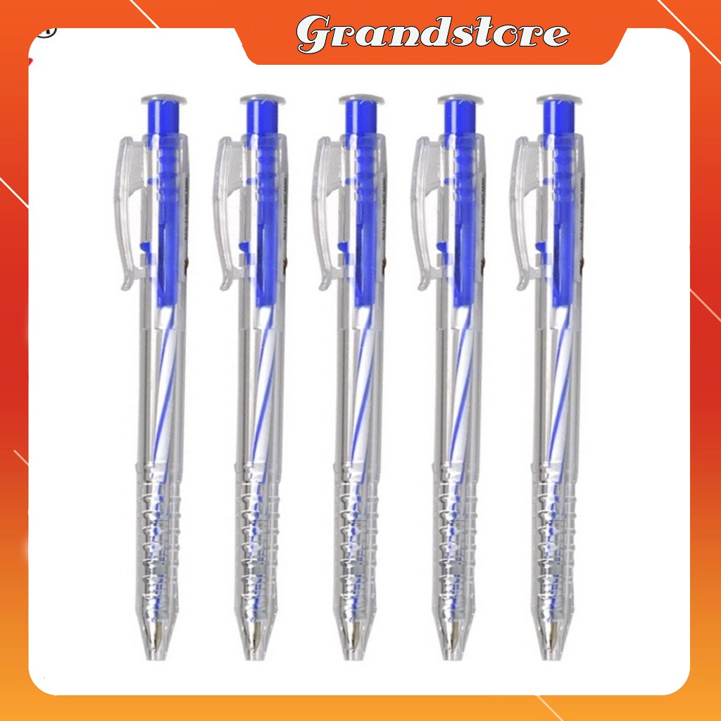 Combo 10 cây bút bi bấm mực xanh ngòi 0.7mm