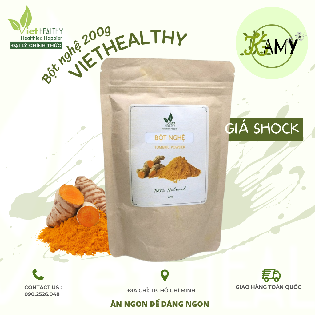 Bột Nghệ nguyên chất 200g VietHealthy chống lão hóa tăng cường sức khỏe