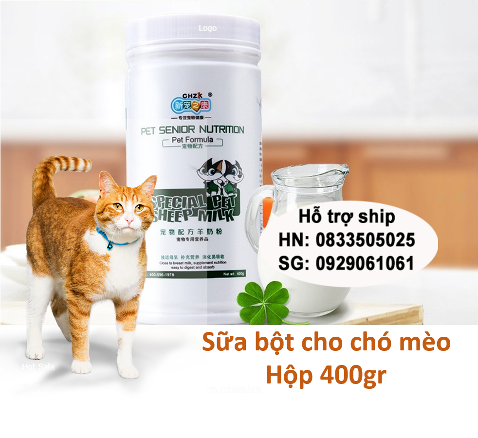 Sữa cho chó mèo nhập khẩu Hộp 400gr Sữa bột dành cho thú cưng sơ sinh và mới ốm dậy