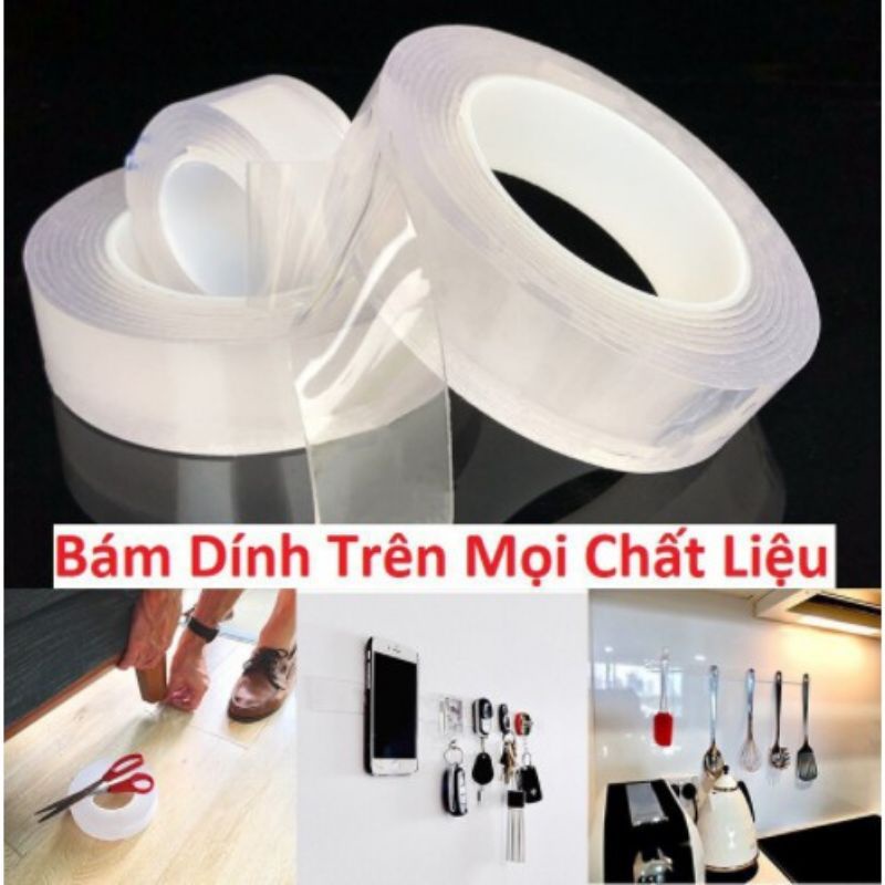 Cuộn băng keo 3m 2 mặt, keo dán 3m siêu dính dài 3m