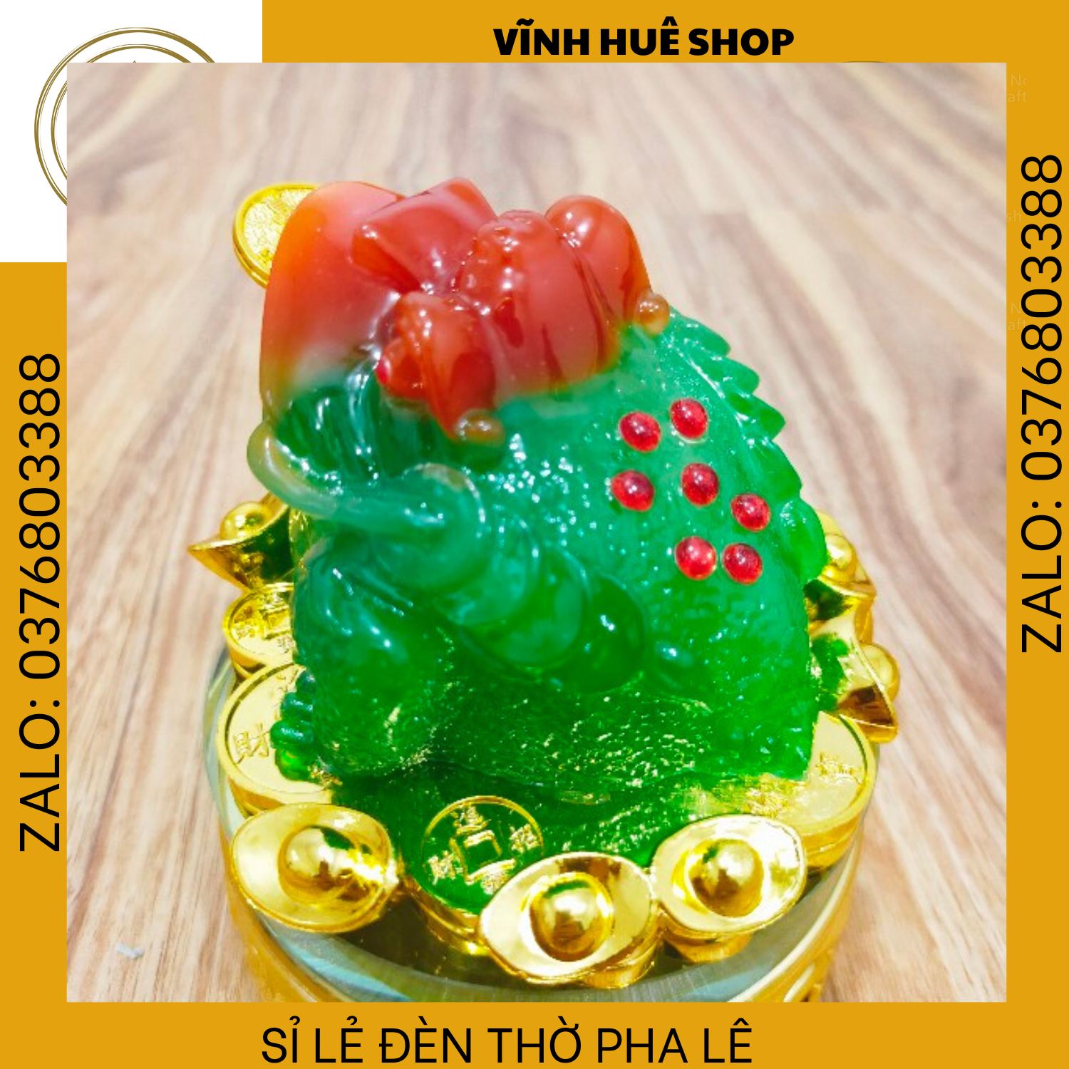 Cóc Thiềm Thừ phong thủy đế kiếng xoay . Cóc đặt bàn thờ , phòng khách. Cầu tài lộc