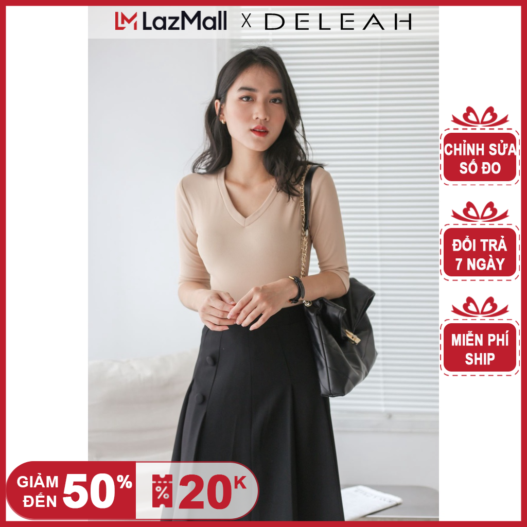 De Leah - Áo Ôm Tay Lỡ Cổ Tim - Thời trang thiết kế