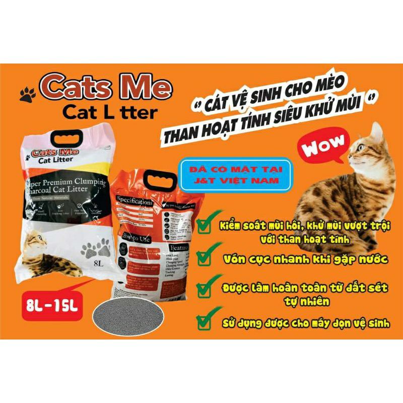 Cát Vệ Sinh Than Hoạt Tính Siêu Vón, Ko Bụi 8L