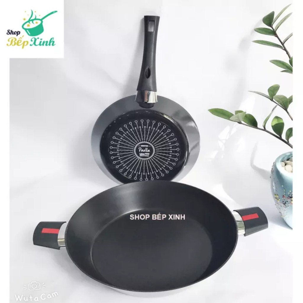 Chảo đáy từ hợp kim nhôm phủ ceramic chống dính 2 mặt Kims cook.size18,22,26,30cm.Hàng xuất Pháp.Tặn