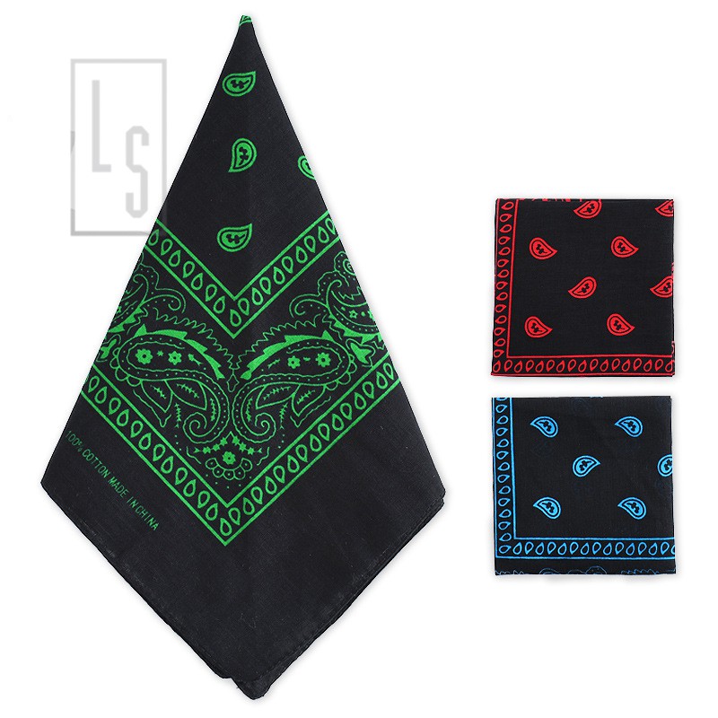 Khăn BANDANA Đen Họa Tiết Màu Sắc - Bandana Mẫu Mới