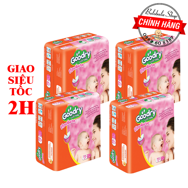 Combo 4 gói Miếng lót sơ sinh Goodry 72 miếng