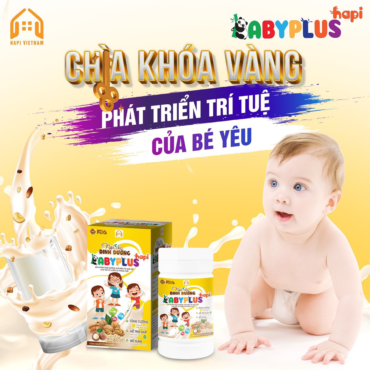 [MUA 1 TẶNG 1] Ngũ Cốc Dinh Dưỡng Babyplus - Hapi, Giúp Tăng Cân, Vitamin, Hết Táo Bón (Tặng Kèm Tinh Dầu Thảo Dược Giảm Ho Sổ Mũi)