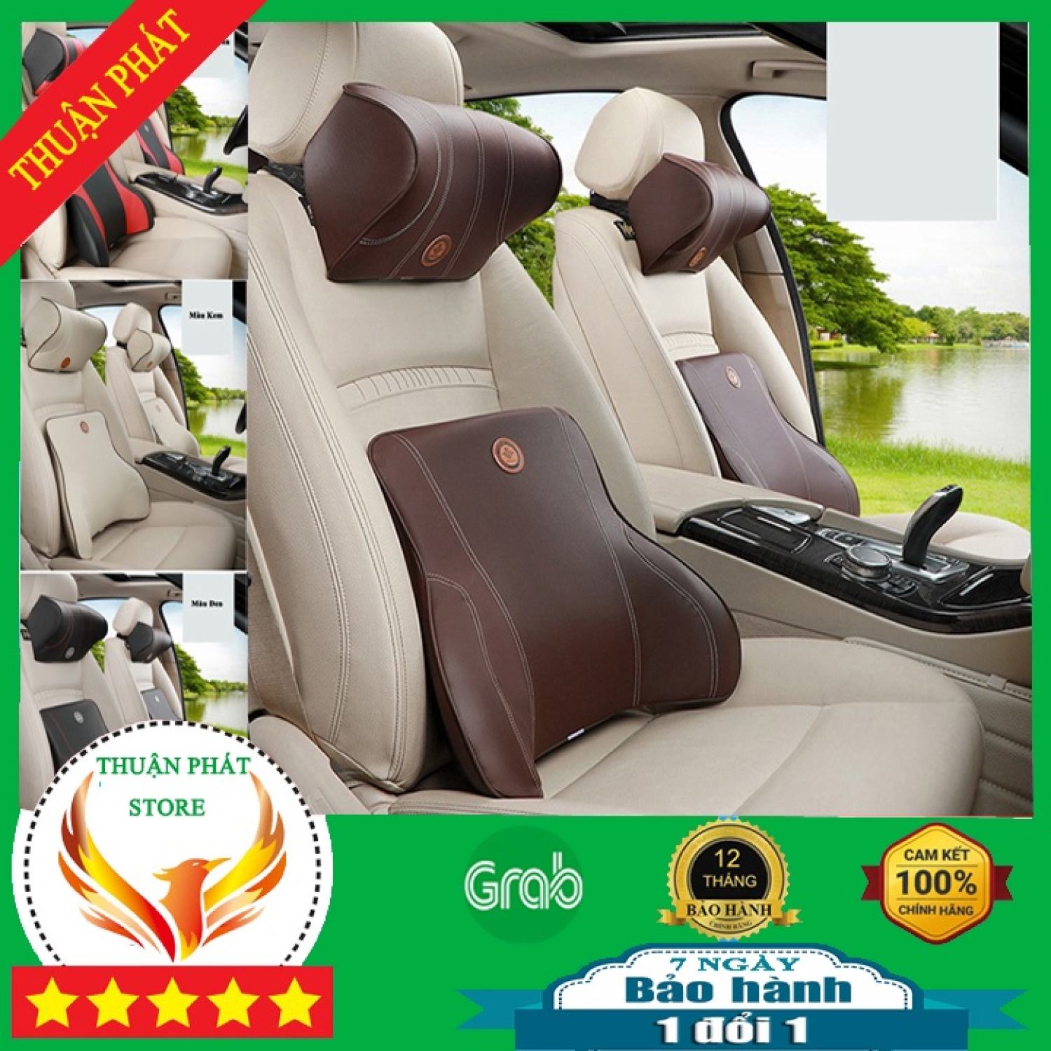 Gối tựa đầu ô tô và tựa lưng ô tô - Gối tựa cổ ô tô cao su non đúc nguyên khối bọc da cao cấp cho ghế sofa văn phòng