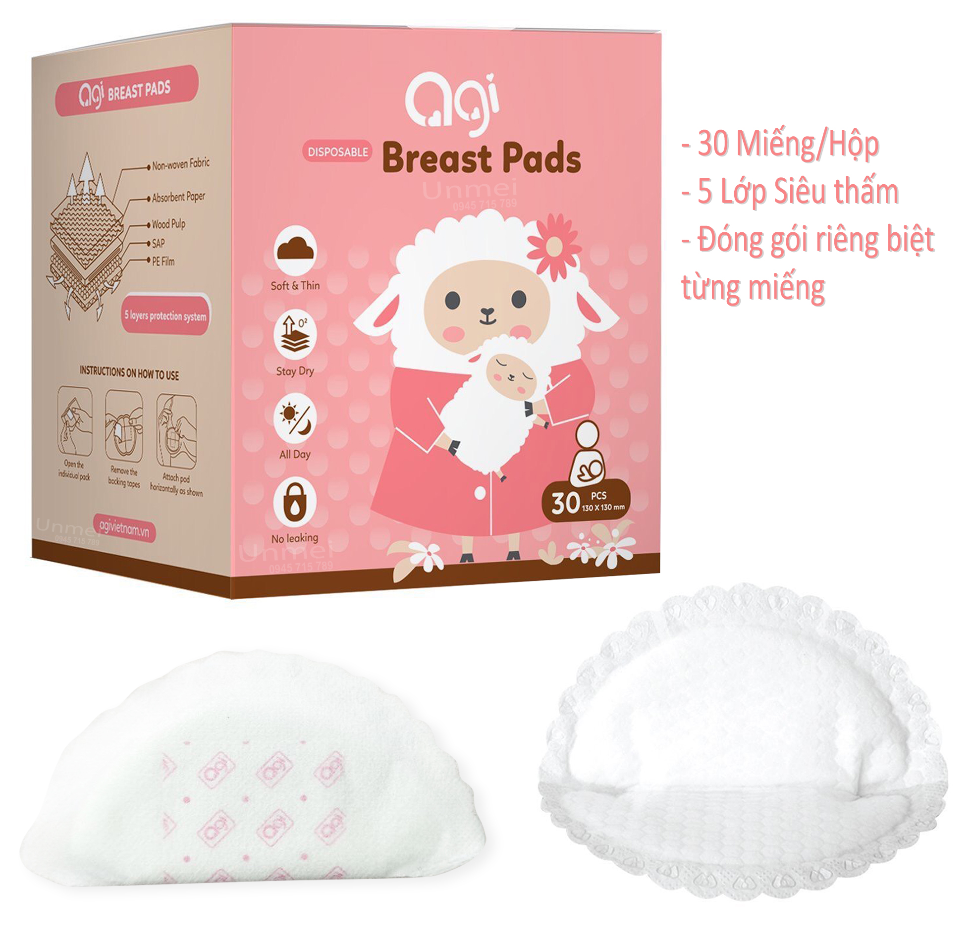 Hộp miếng lót thấm sữa agi 30 miếng/hộp