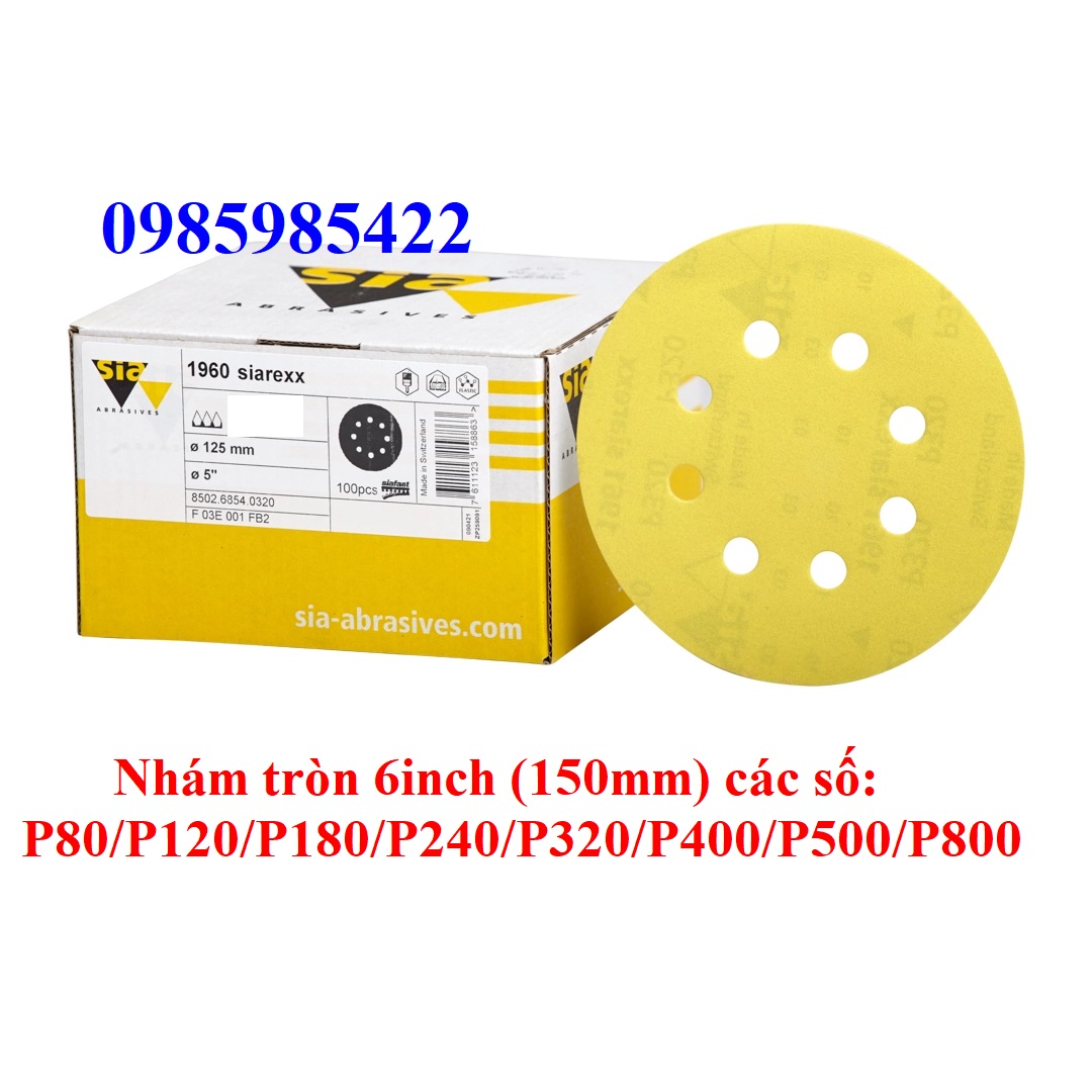 Thanh lý nhám tròn đế lông 150mm peka p80 thụy sỹ nhám tròn 6inch lỗ nhám đĩa giấy sia sonquangphu8856