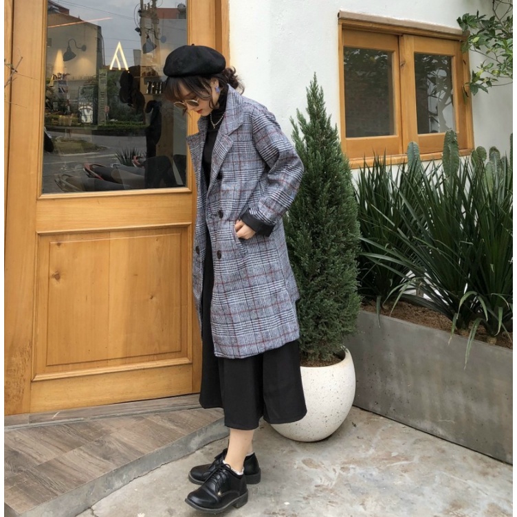 ÁO KHOÁC DẠ KẺ NỮ ĐẸP